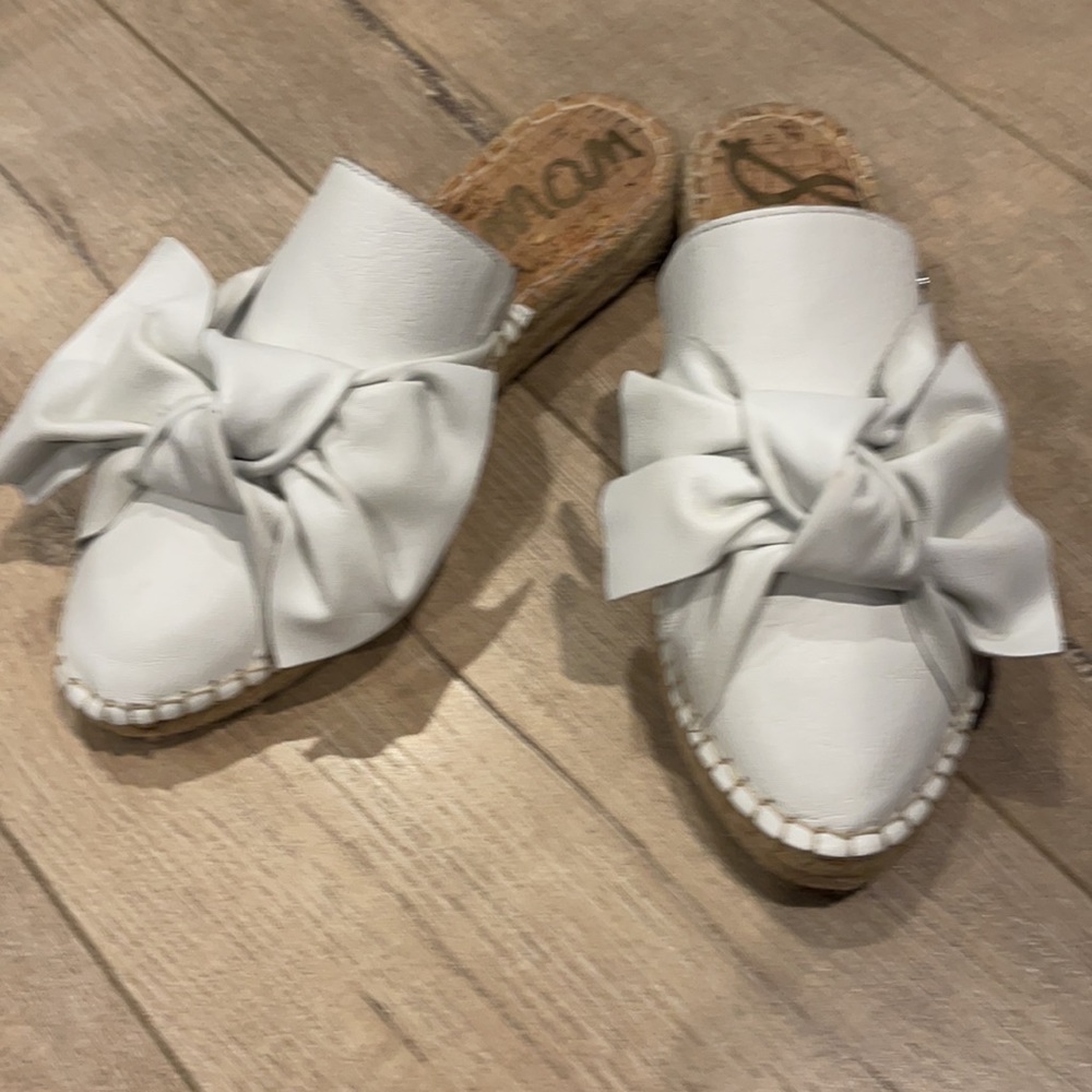 White bow Sam Edelman mules